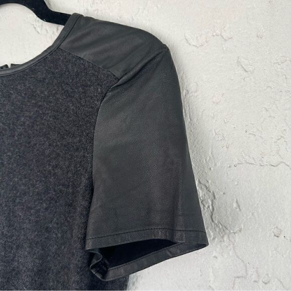 C BY BLOOMINGDALES Cashmere Dress Size Small Leather Sleeves - Picture 3 of 8